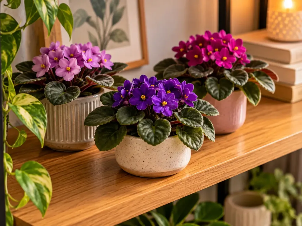 Plantas para colocar em prateleiras sem ocupar muito espaço Violeta-africana: flores sem ocupar uma grande superfície